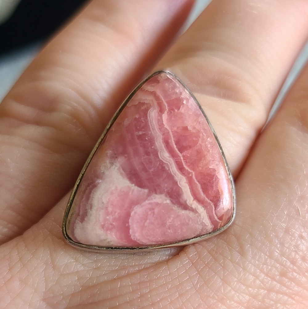 Pink Rhodochrosite Ring In Sterling Silver